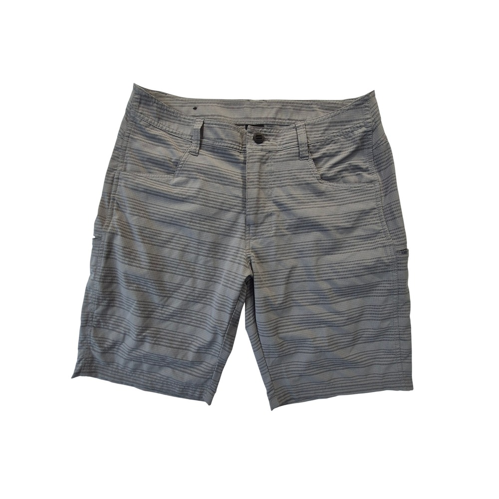 KUHL Shiftless Shorts Mens 32 Gray Stripe Hiking Outdoor Performance 5280